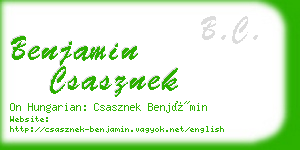 benjamin csasznek business card